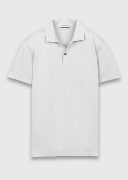 Hellgraues, einfarbiges Polo-Shirt aus 100 % Baumwolle