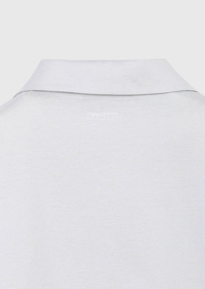 Hellgraues, einfarbiges Polo-Shirt aus 100 % Baumwolle