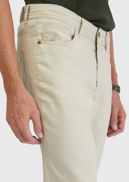 Beige, gewebte Slim-Fit-Hose aus Mischgewebe für den Alltag