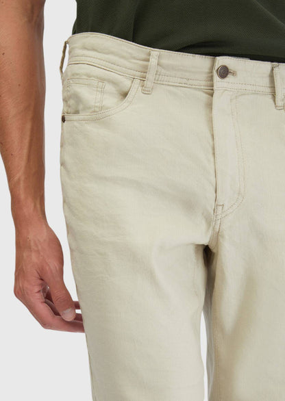 Beige, gewebte Slim-Fit-Hose aus Mischgewebe für den Alltag