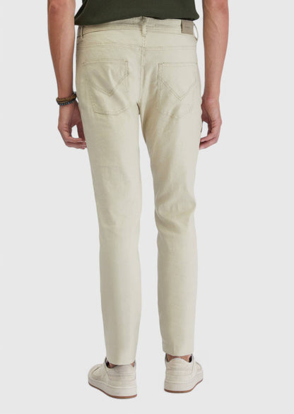 Beige, gewebte Slim-Fit-Hose aus Mischgewebe für den Alltag