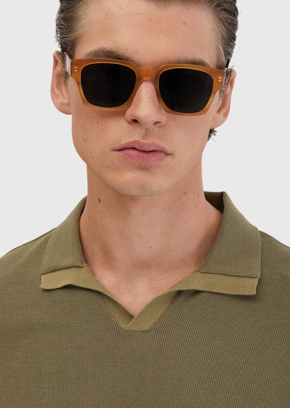 Olivgrünes Jacquard-Poloshirt aus 100 % Baumwolle