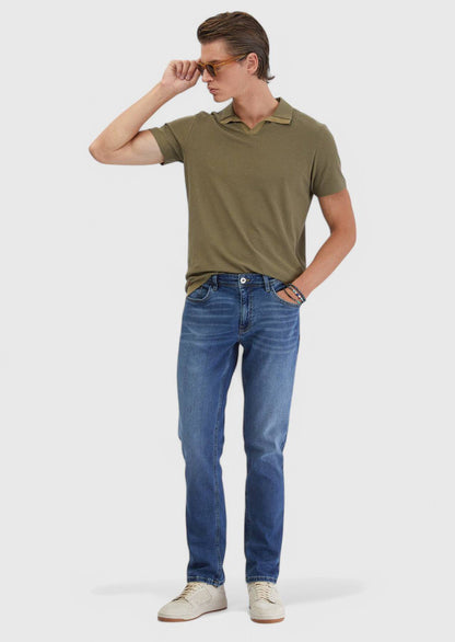 Olivgrünes Jacquard-Poloshirt aus 100 % Baumwolle
