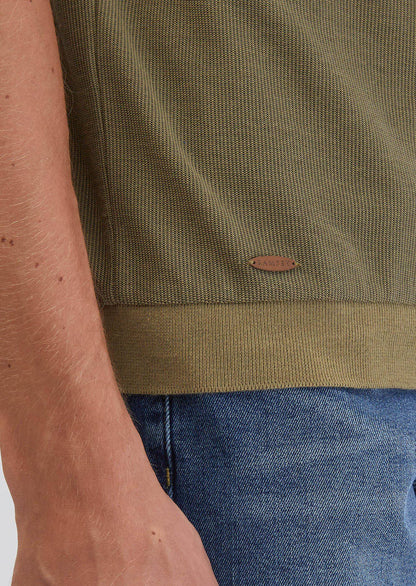 Olivgrünes Jacquard-Poloshirt aus 100 % Baumwolle
