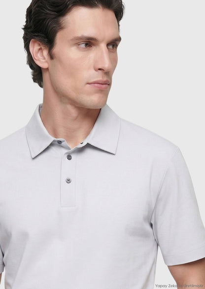 Hellgraues, einfarbiges Poloshirt