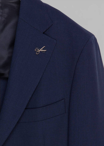 Marineblaue, schlichte Hemdjacke mit schmaler Passform und Schulterpartie aus 100 % Wolle