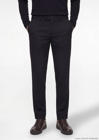 Schwarze, bequeme Hose aus 100 % Wolle