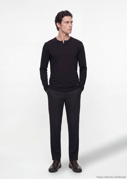 Schwarze, bequeme Hose aus 100 % Wolle