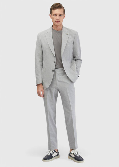 Hellgrauer gemusterter ZeroWeight Slim Fit Anzug aus Baumwollmischgewebe
