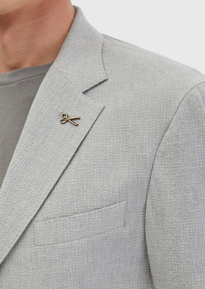 Hellgrauer gemusterter ZeroWeight Slim Fit Anzug aus Baumwollmischgewebe