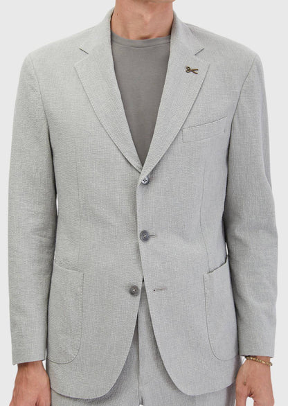 Hellgrauer gemusterter ZeroWeight Slim Fit Anzug aus Baumwollmischgewebe