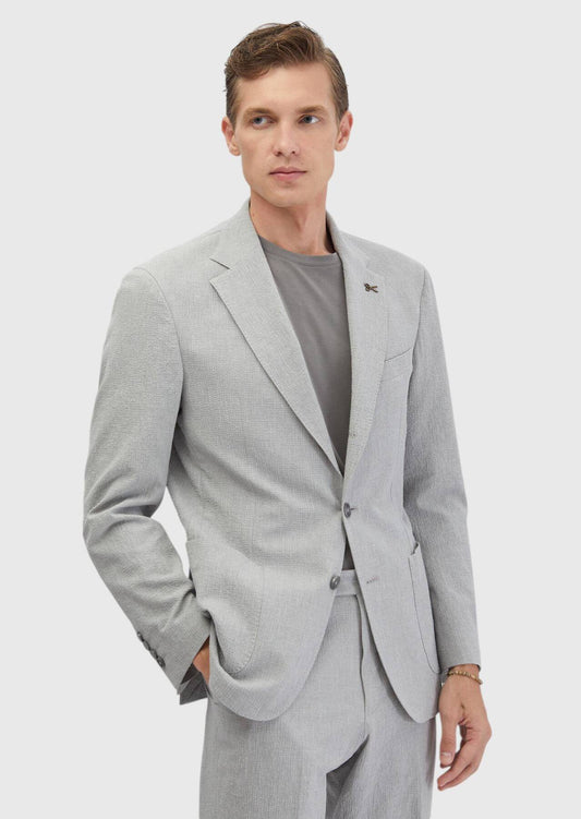 Hellgrauer gemusterter ZeroWeight Slim Fit Anzug aus Baumwollmischgewebe