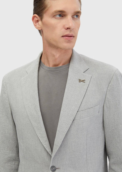 Hellgrauer gemusterter ZeroWeight Slim Fit Anzug aus Baumwollmischgewebe
