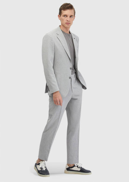 Hellgrauer gemusterter ZeroWeight Slim Fit Anzug aus Baumwollmischgewebe