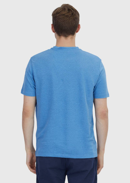 Blaues T-Shirt mit Rundhalsausschnitt aus 100 % Leinen