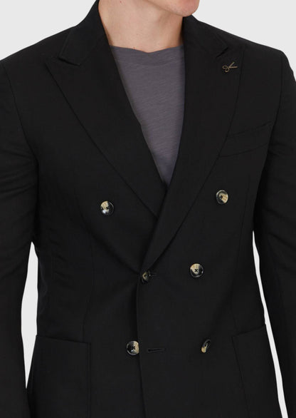 Schwarze Zeroweight Slim Fit Leinenmischjacke