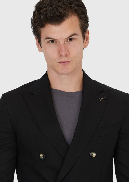Schwarze Zeroweight Slim Fit Leinenmischjacke