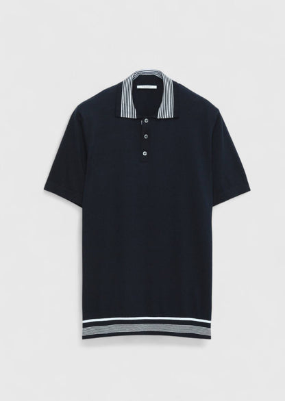 Marineblaues, schlichtes Polo-Shirt aus 100 % Baumwolle