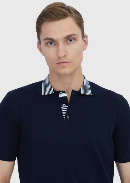 Marineblaues, schlichtes Polo-Shirt aus 100 % Baumwolle