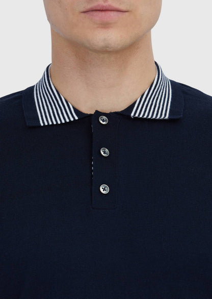 Marineblaues, schlichtes Polo-Shirt aus 100 % Baumwolle
