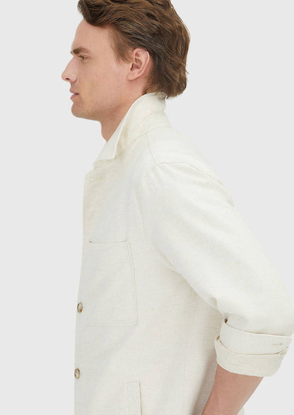 Beiges Overshirt aus feinem Stoff
