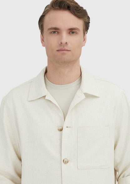 Beiges Overshirt aus feinem Stoff