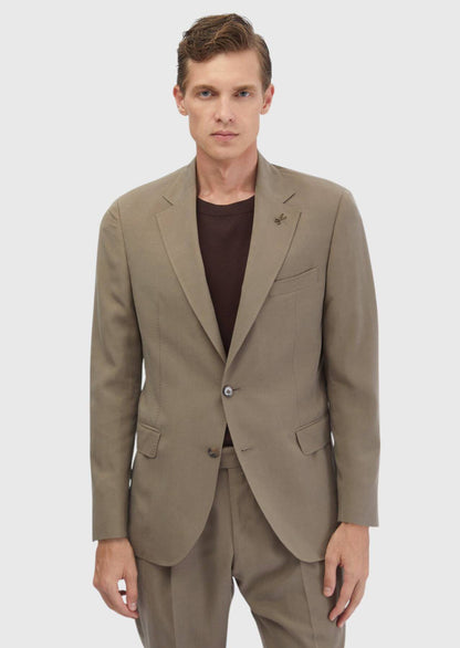 Hellbrauner, schlichter Zeroweight Slim Fit Anzug