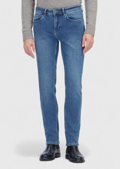 Blaue Slim-Fit-Jeans aus Baumwollmischgewebe