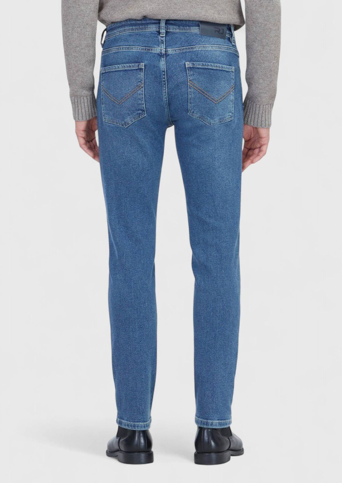 Blaue Slim-Fit-Jeans aus Baumwollmischgewebe