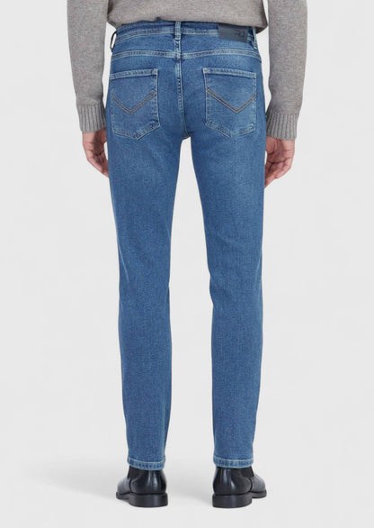 Blaue Slim-Fit-Jeans aus Baumwollmischgewebe