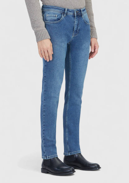 Blaue Slim-Fit-Jeans aus Baumwollmischgewebe