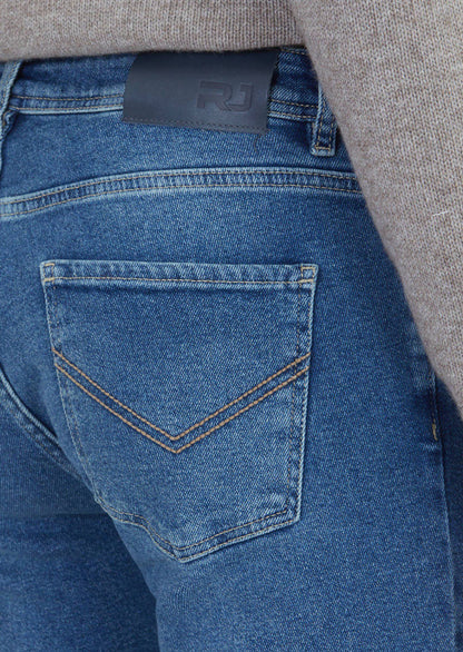 Blaue Slim-Fit-Jeans aus Baumwollmischgewebe