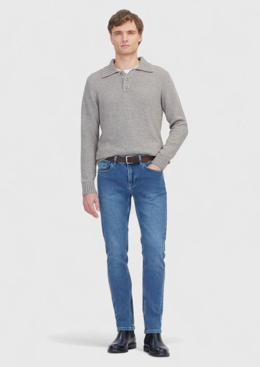 Blaue Slim-Fit-Jeans aus Baumwollmischgewebe
