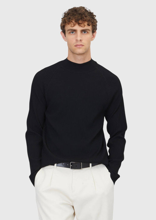 Schwarzes Strick-Sweatshirt