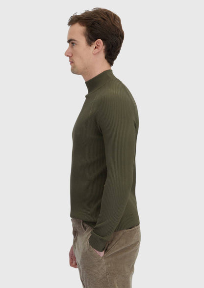 Khakifarbenes Strick-Sweatshirt