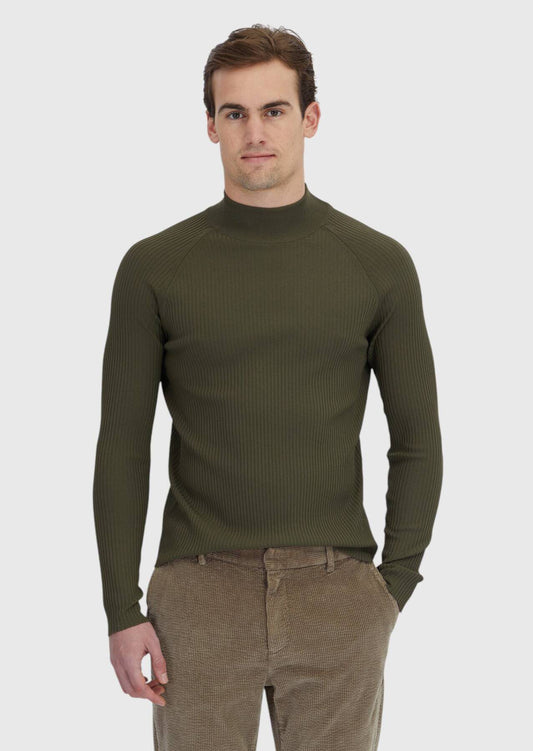 Khakifarbenes Strick-Sweatshirt