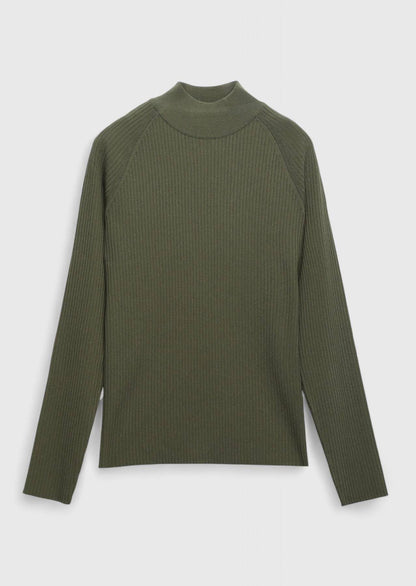 Khakifarbenes Strick-Sweatshirt