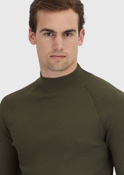 Khakifarbenes Strick-Sweatshirt