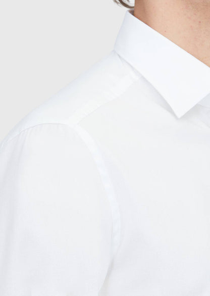 Weißes, regulär geschnittenes Hemd aus 100 % Baumwolle mit klassischem Webmuster