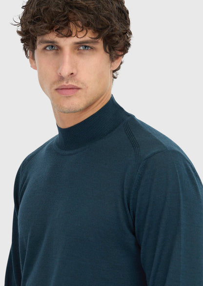 Petrolblaues Strick-Sweatshirt