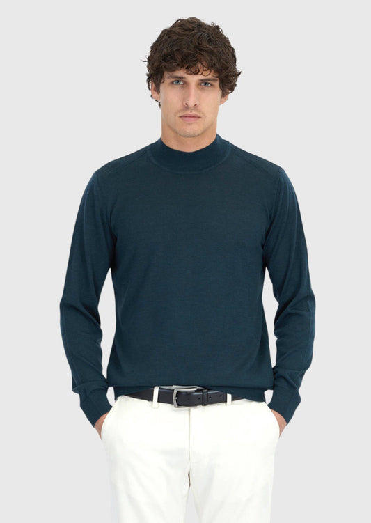 Petrolblaues Strick-Sweatshirt