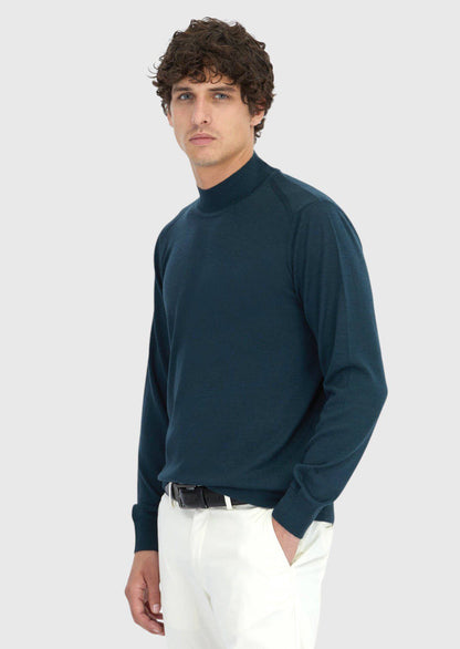 Petrolblaues Strick-Sweatshirt