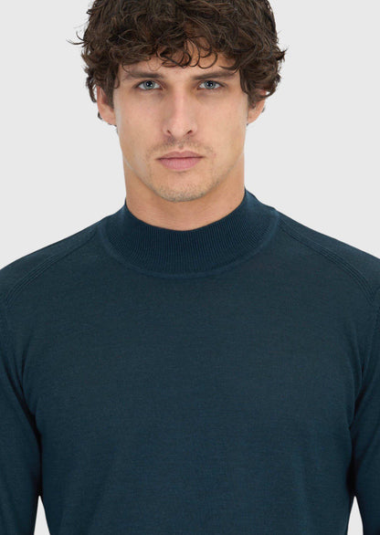 Petrolblaues Strick-Sweatshirt