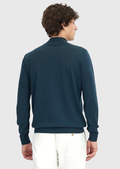Petrolblaues Strick-Sweatshirt
