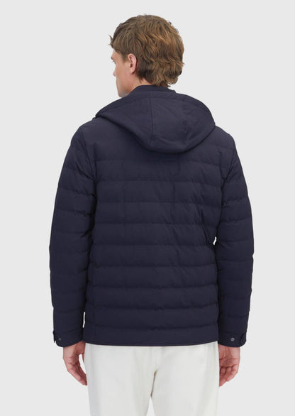 Marineblauer, regulär geschnittener Kapuzenmantel aus Webstoff