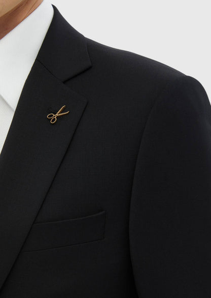 Schlichter, dünner und langer Slim-Fit-Anzug aus 100 % Wolle