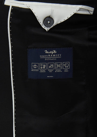 Schlichter, dünner und langer Slim-Fit-Anzug aus 100 % Wolle