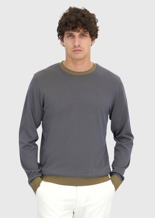 Graues, schlichtes Sweatshirt mit Rundhalsausschnitt