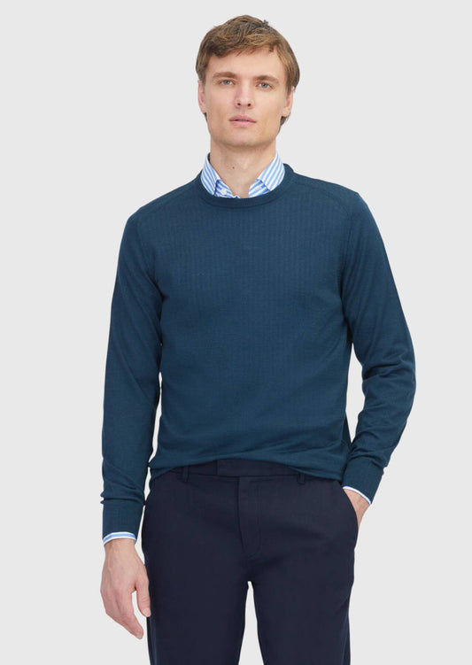 Petrolblaues Strick-Sweatshirt