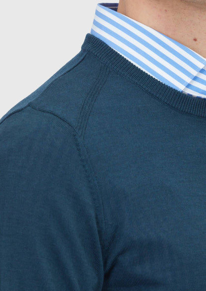 Petrolblaues Strick-Sweatshirt